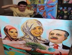 Engelli ressam'dan Erdoğan sevgisi